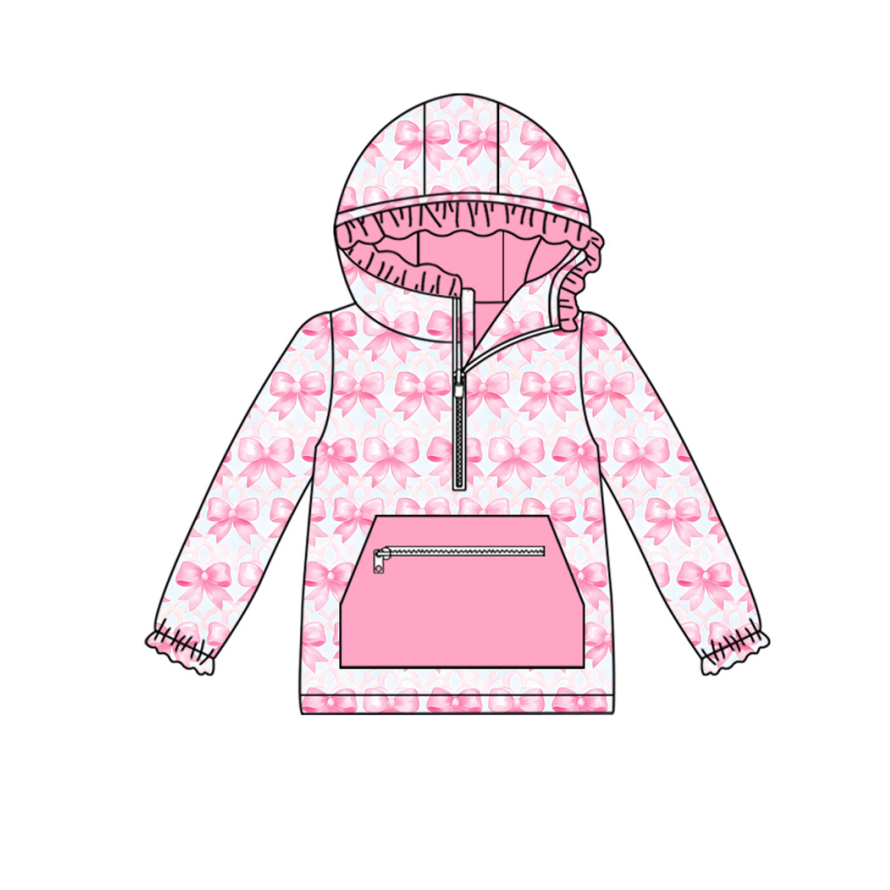 Girls pink bow long sleeve hoodie top preorder