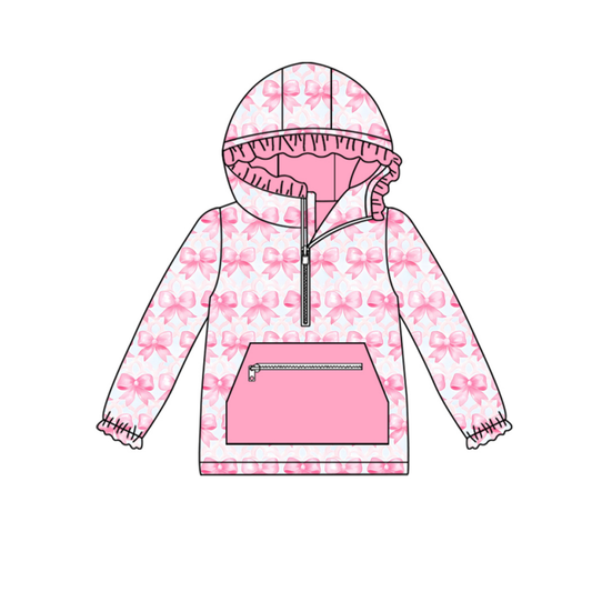 Girls pink bow long sleeve hoodie top preorder