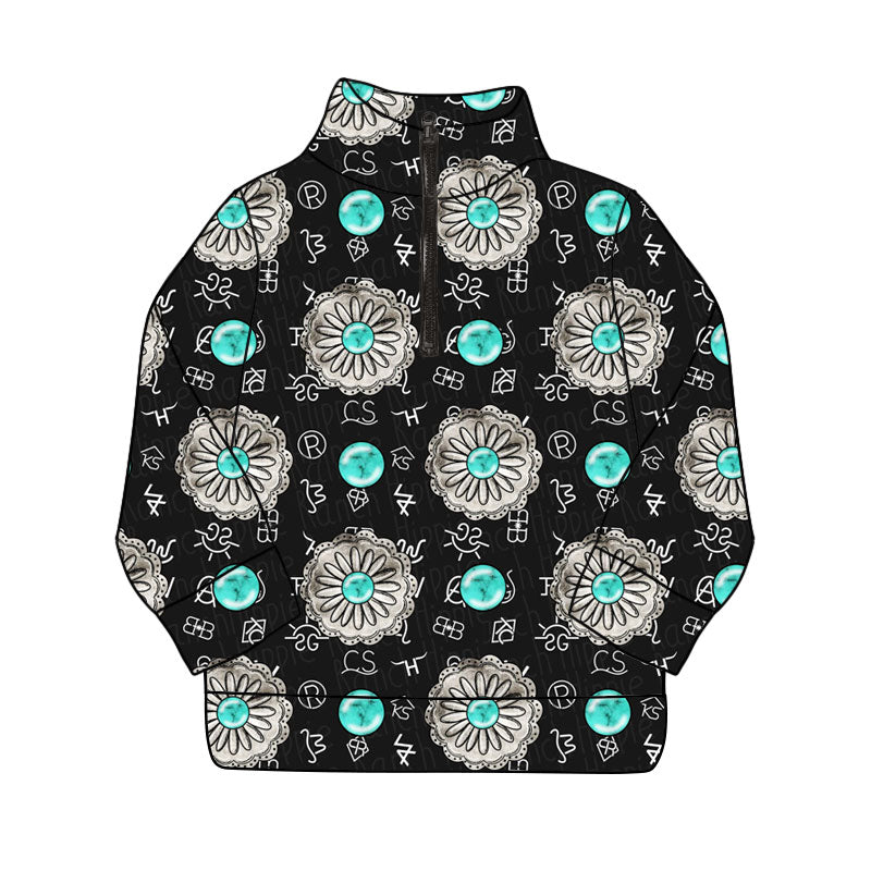 Western turquoise girls long sleeve yoga pullover preorder