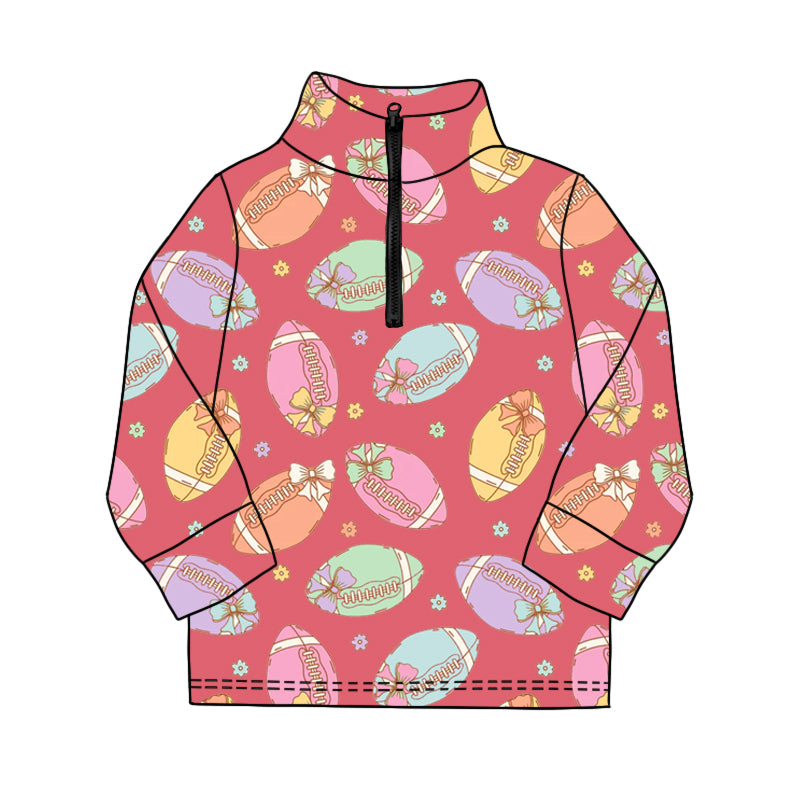 Football print girls long sleeve yoga pullover preorder