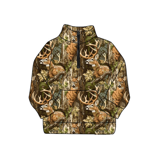 Adult women deer camo long sleeve pullover top preorder