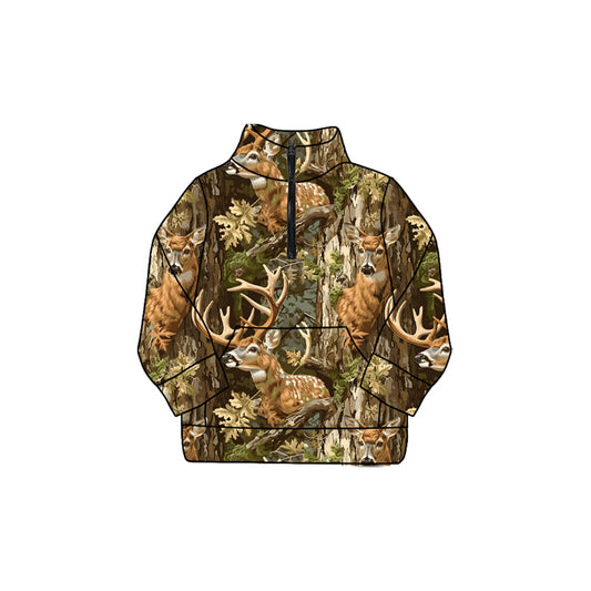 Girls deer camo long sleeve yoga hoodie top preorder