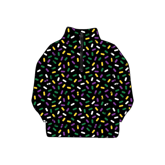 Adult women Mardi Gras long sleeve sprinkle yoga pullover top preorder