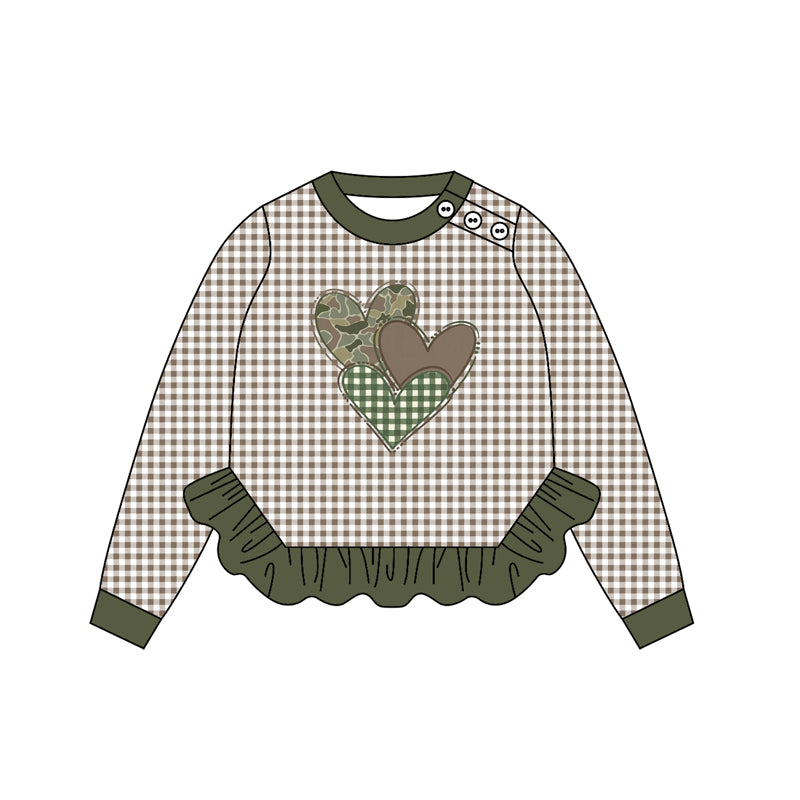 Valentines camo heart girls long sleeve hoodie top preorder