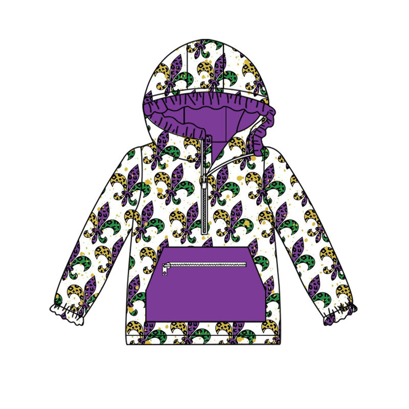 Mardi Gras girls long sleeve hoodie top preorder