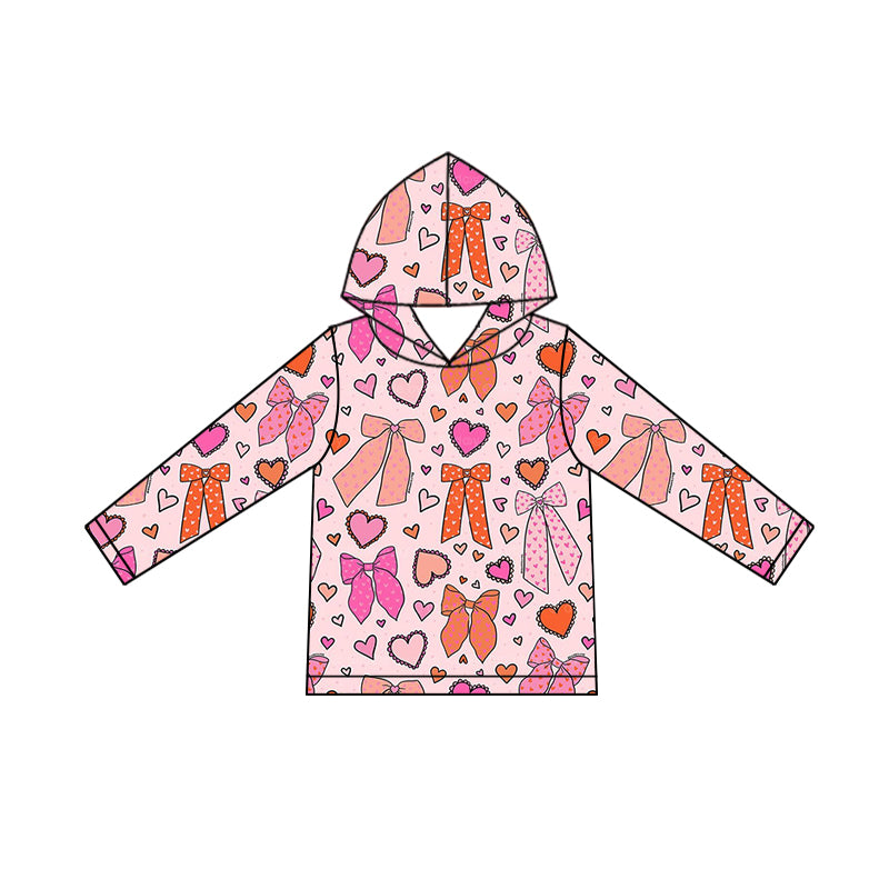Colorful bow girls long sleeve hoodie top preorder