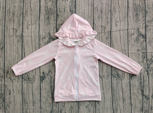 Pink bow girls long sleeve hoodie top preorder