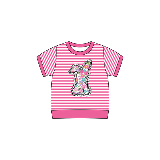 Easter bunny floral girls short sleeve top preorder