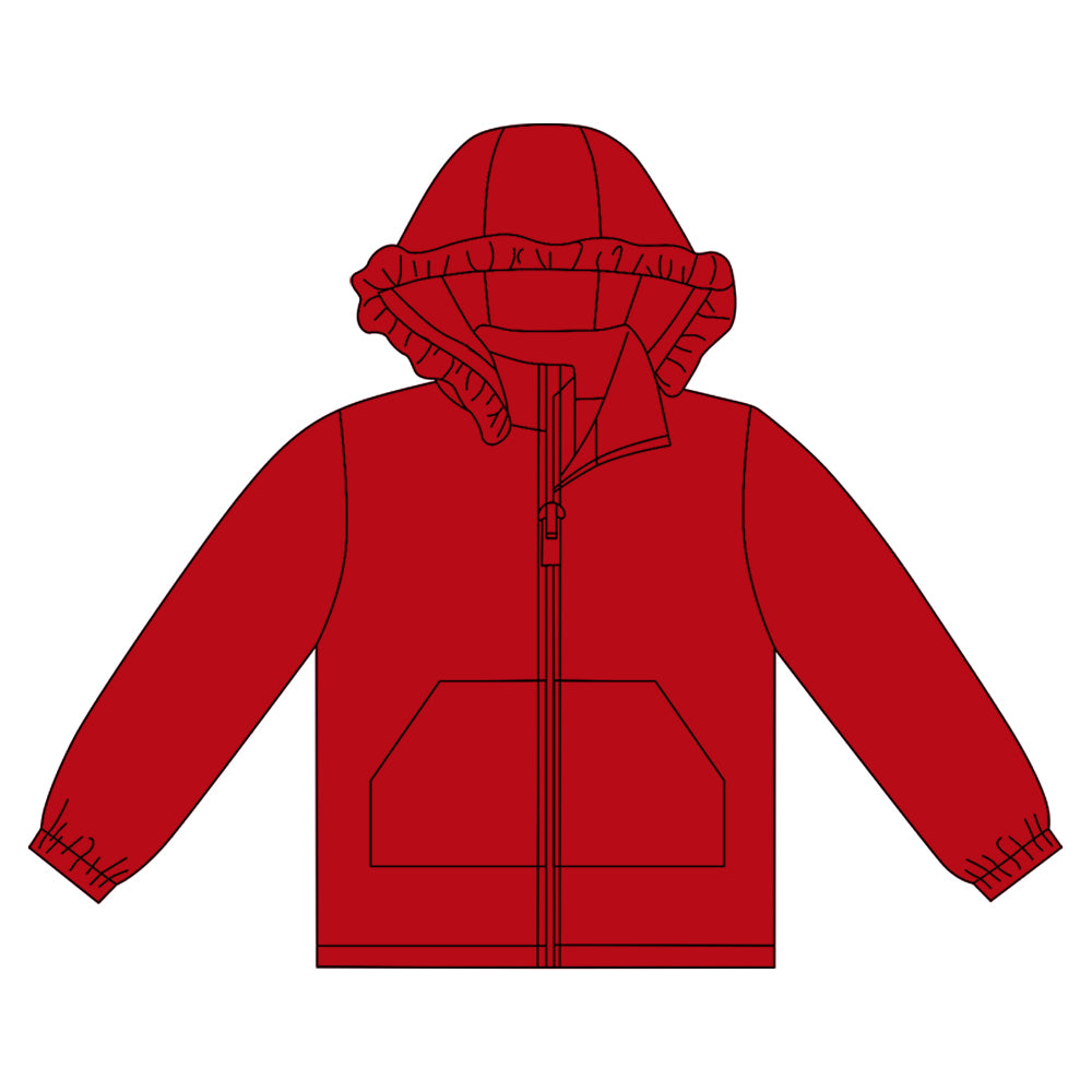 Red color kids girls long sleeve cotton hoodie top preorder