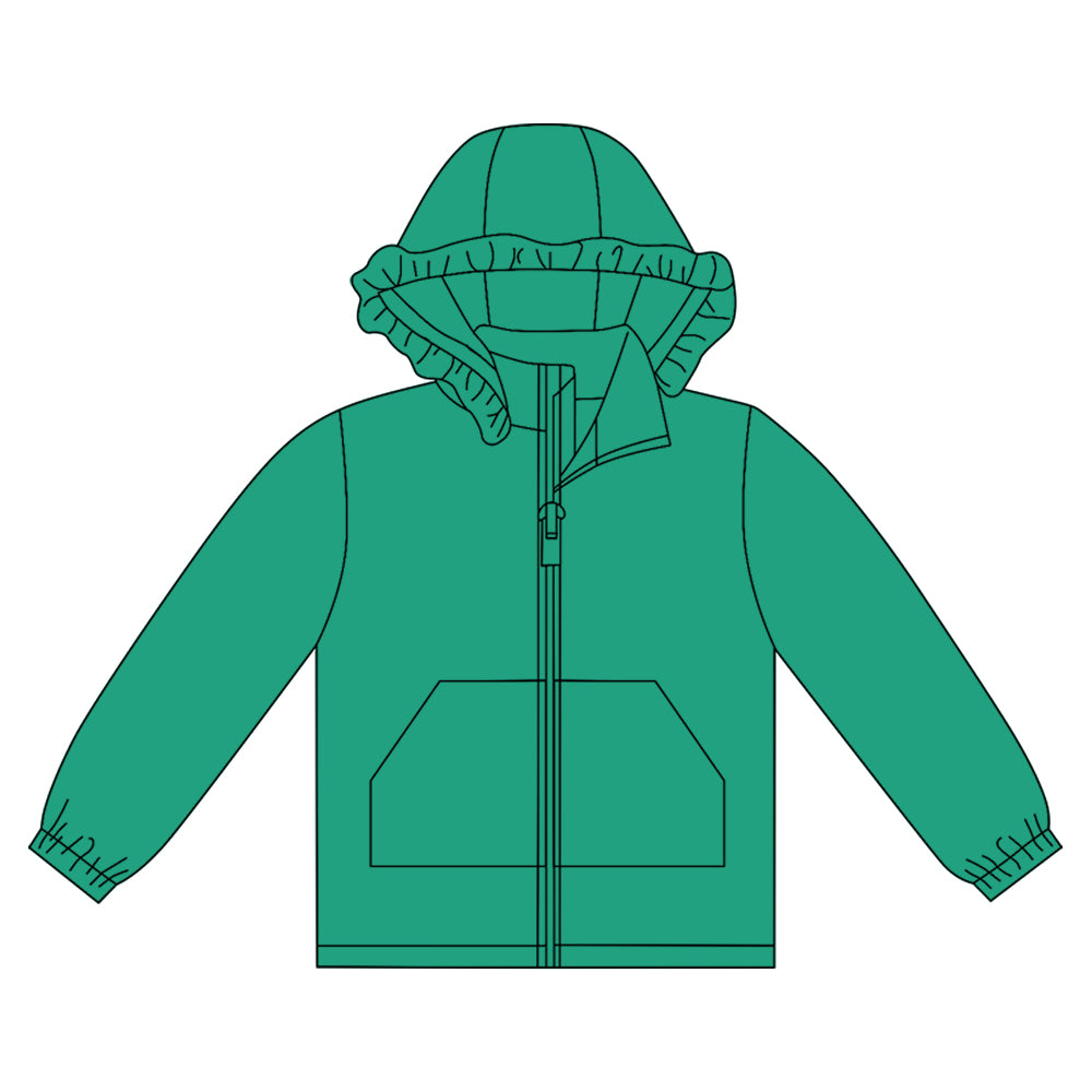 Green color kids girls long sleeve cotton hoodie top preorder