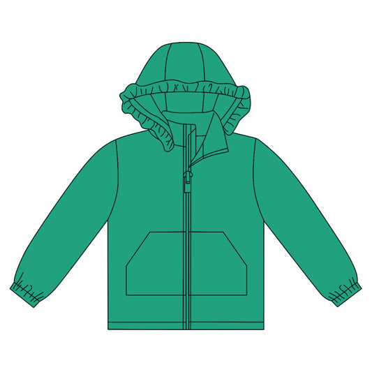 Green color kids girls long sleeve cotton hoodie top preorder