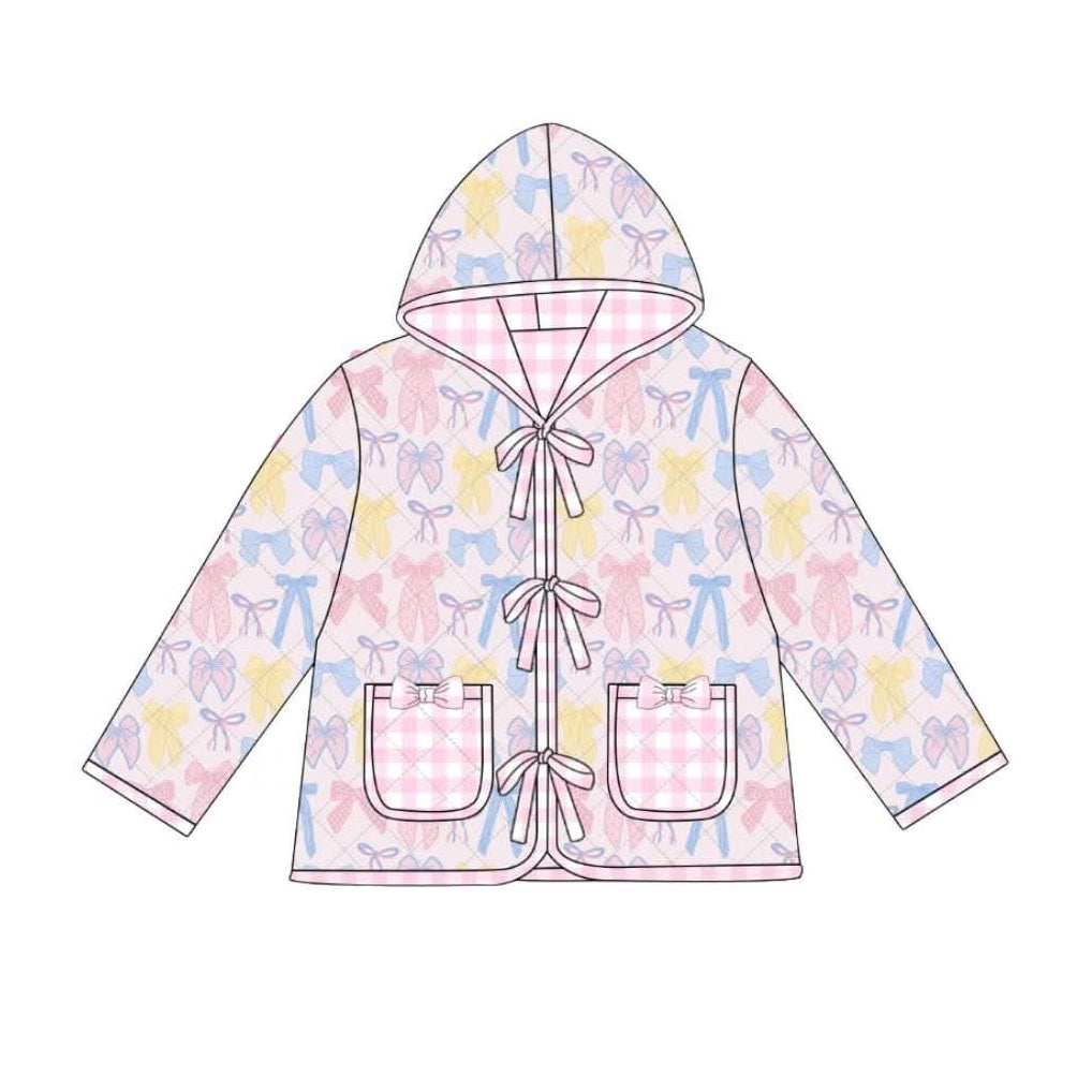 Colorful bow girls long sleeve hoodie top preorder