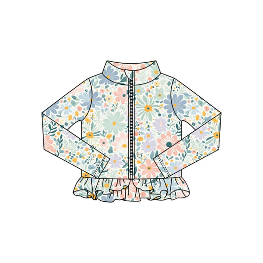 Girsl pink blue flowers yoga t-shirt top preorder