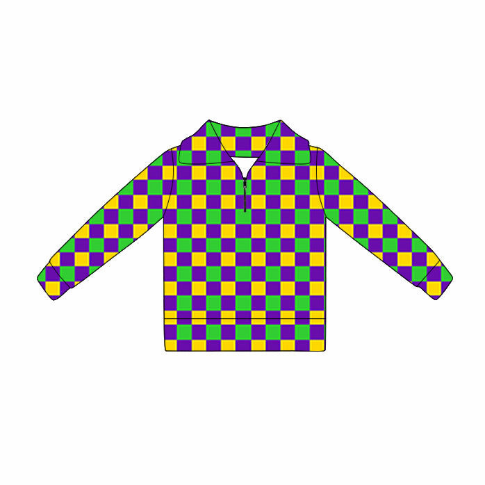 Girls mardi gras design yoga pullover top preorder