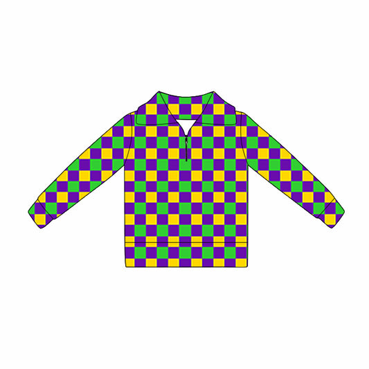 Girls mardi gras design yoga pullover top preorder