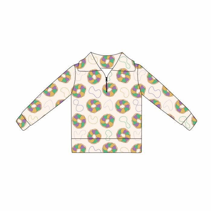 Girls mardi gras design yoga pullover top preorder