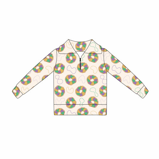 Girls mardi gras design yoga pullover top preorder