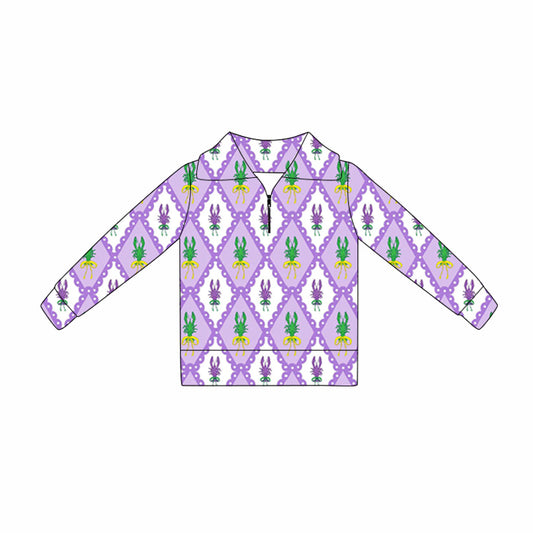 Girls mardi gras design yoga pullover top preorder