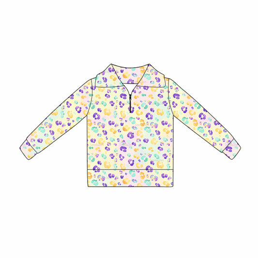 Girls mardi gras design yoga pullover top preorder