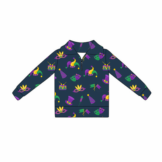 Girls mardi gras design yoga pullover top preorder