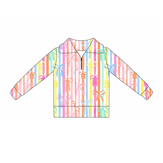 Girls colorful bow design yoga pullover preorder