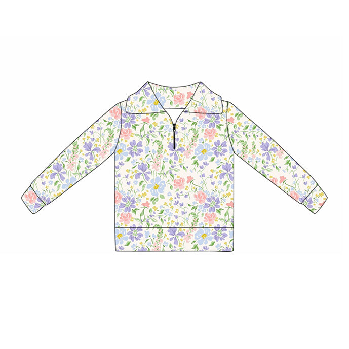Girls blue pink lavender design yoga pullover preorder