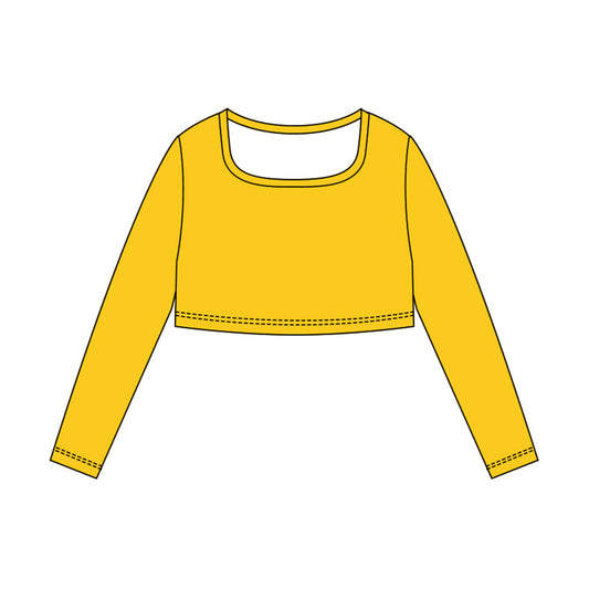 Girls yellow long sleeve yoga top preorder