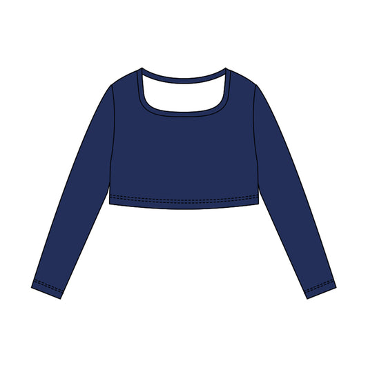 Girls navy long sleeve yoga top preorder