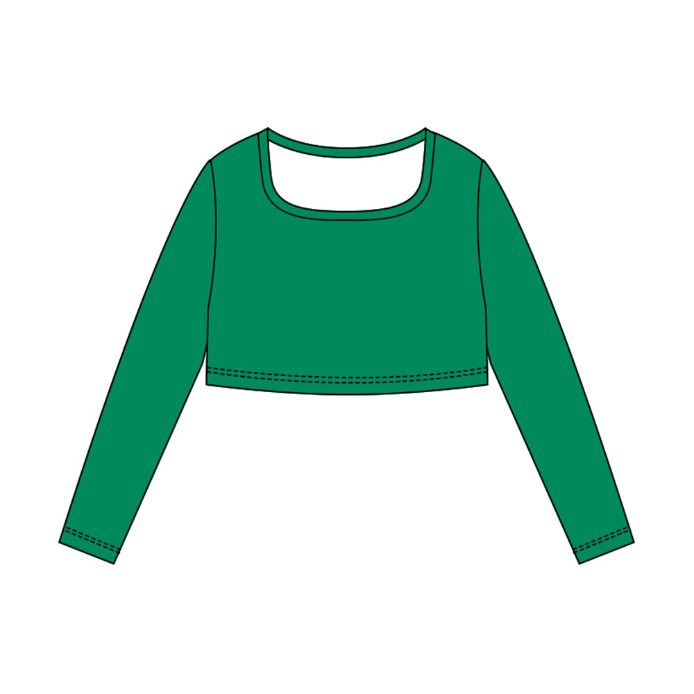 Girls green long sleeve yoga top preorder