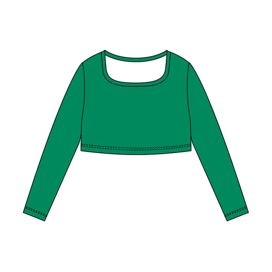 Girls green long sleeve yoga top preorder