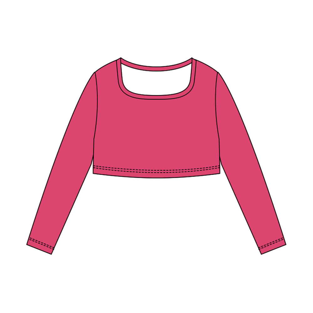 Girls hot pink long sleeve yoga top preorder