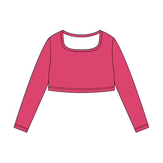 Girls hot pink long sleeve yoga top preorder