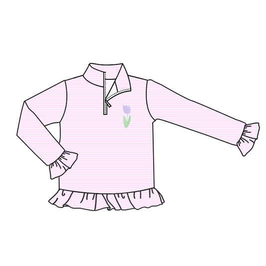 Girls flowers design long sleeve pullover top preorder