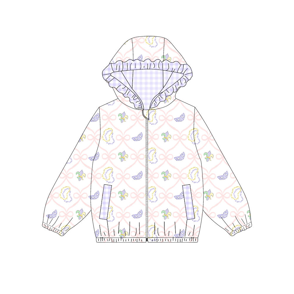 Mardi Gras mask design kids girls long sleeve hoodie top preorder