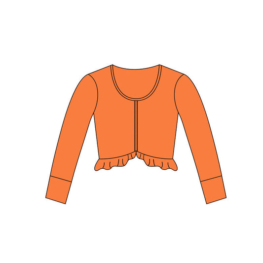 Girls orange long sleeve yoga zip top preorder