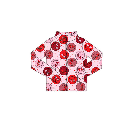 Girls valentine heart long sleeve yoga zip top preorder
