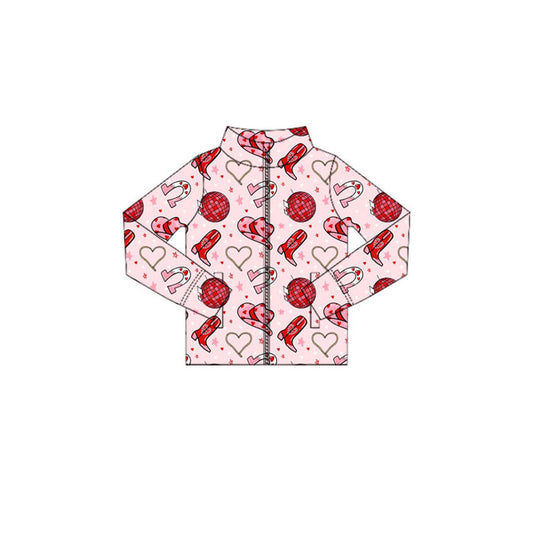 Girls valentine heart long sleeve yoga zip top preorder