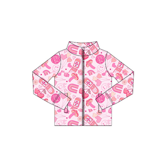 Girls valentine heart long sleeve yoga zip top preorder