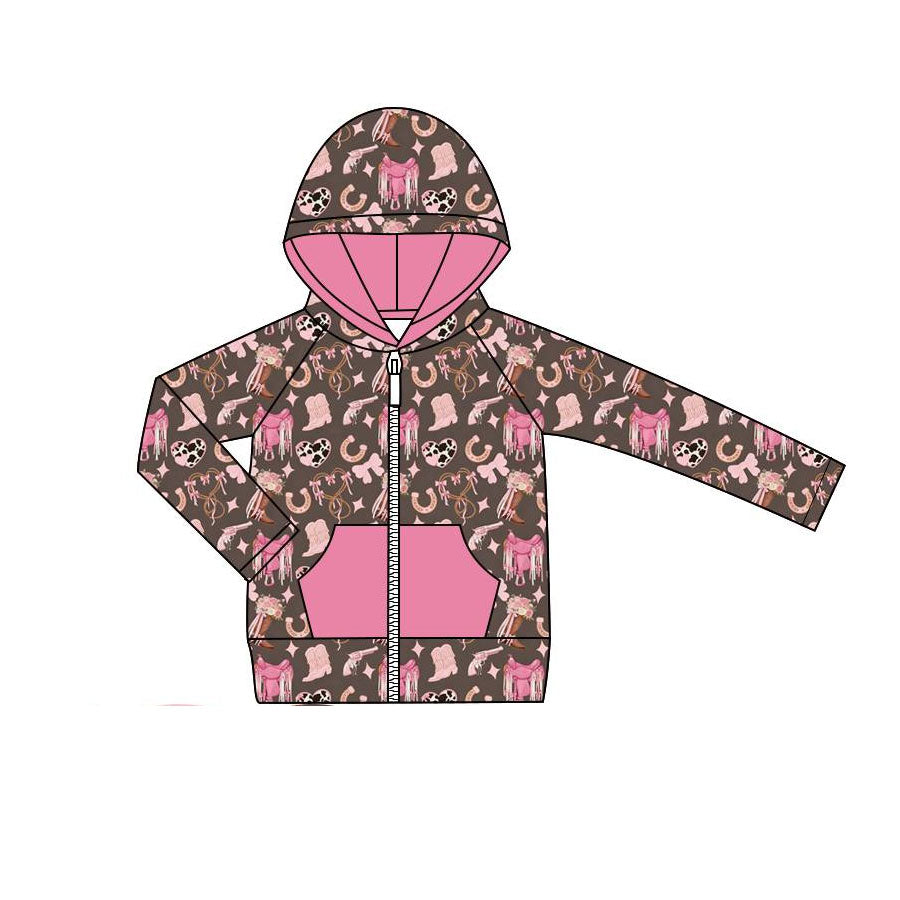Western boots kids girls long sleeve hoodie top preorder