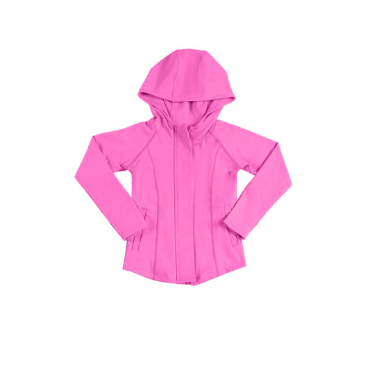 Girls hot pink color long sleeve yoga hoodie top preorder