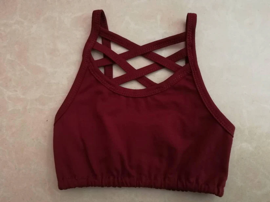 Girls wine red Sports Training crop top preorder