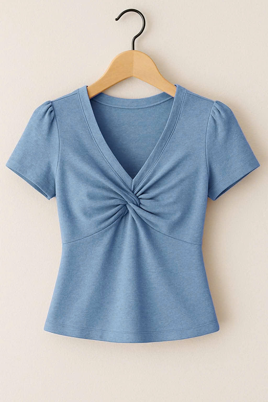 Girls blue color short sleeve yoga top preorder