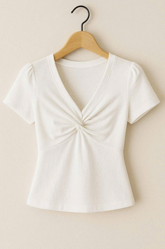 Girls cream color short sleeve yoga top preorder