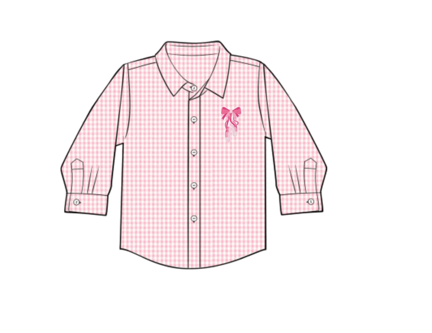 Girls pink bow design button t-shirt top preorder
