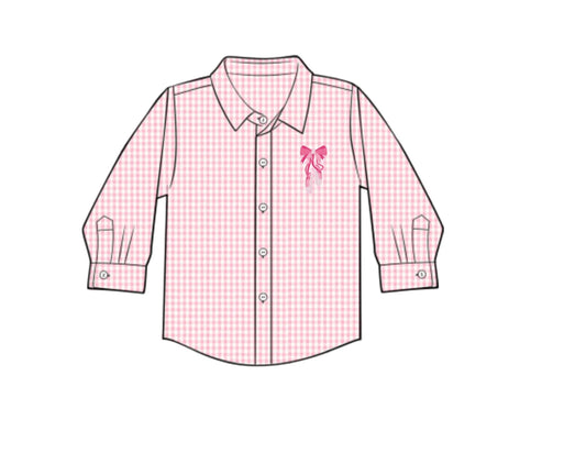 Girls pink bow design button t-shirt top preorder