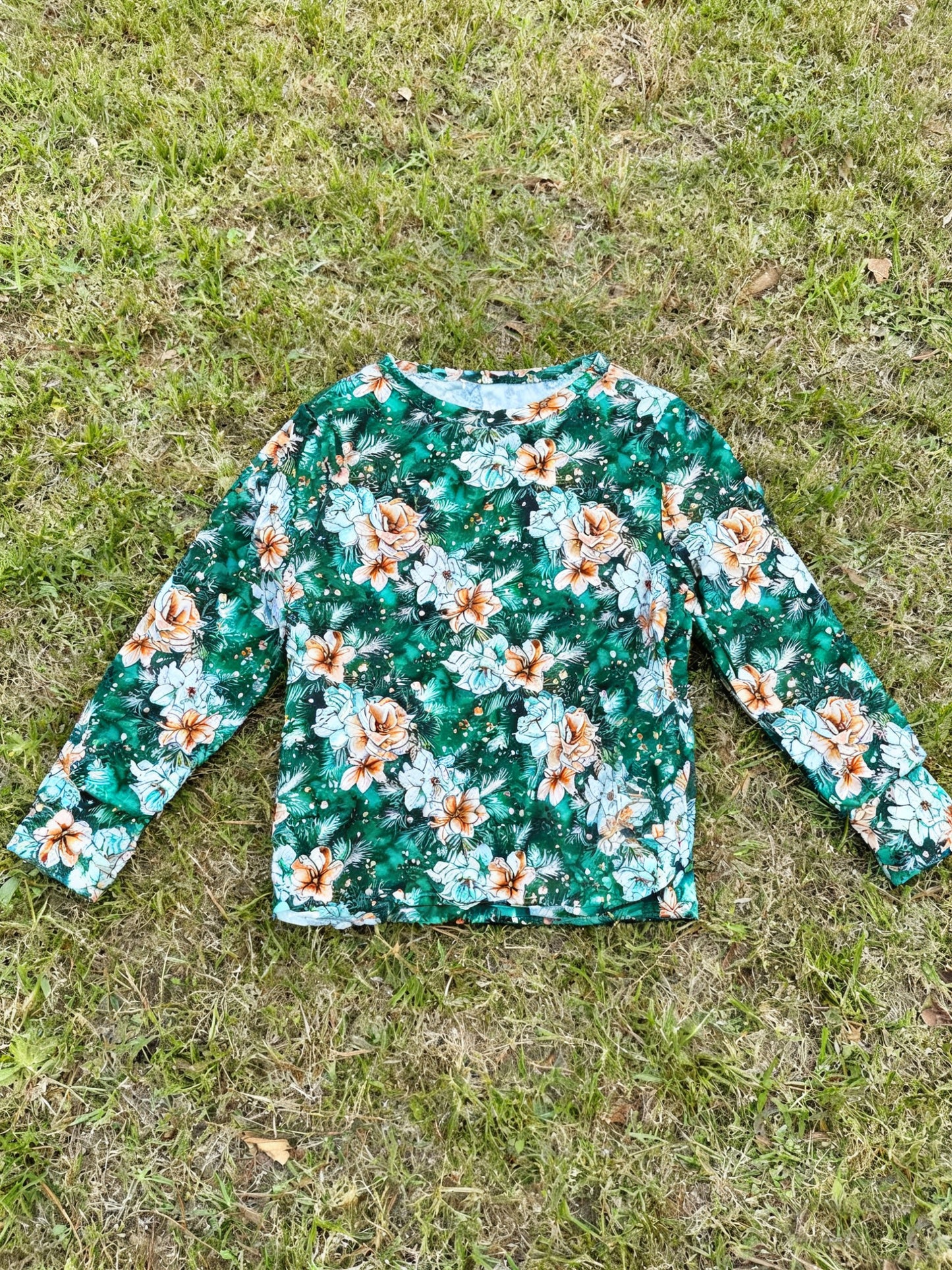 Blue flowers kids long sleeve top preorder