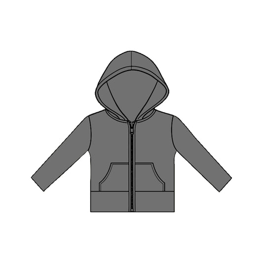 Dark grey color girls long sleeve yoga hoodie top preorder