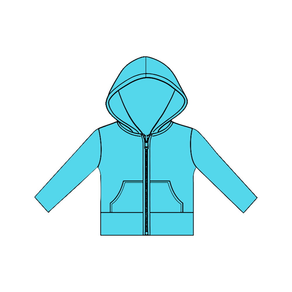 Blue color girls long sleeve yoga hoodie top preorder