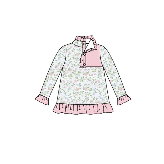 Flowers print kids long sleeve pullover top preorder