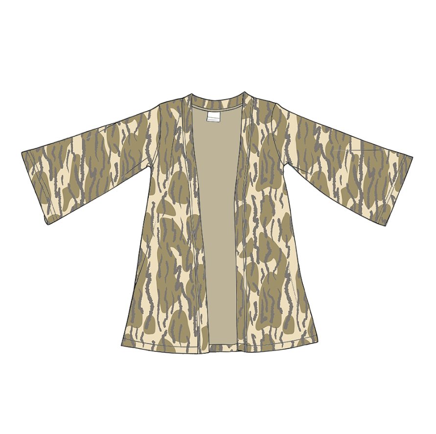 Camo print kids long sleeve cardigan top preorder